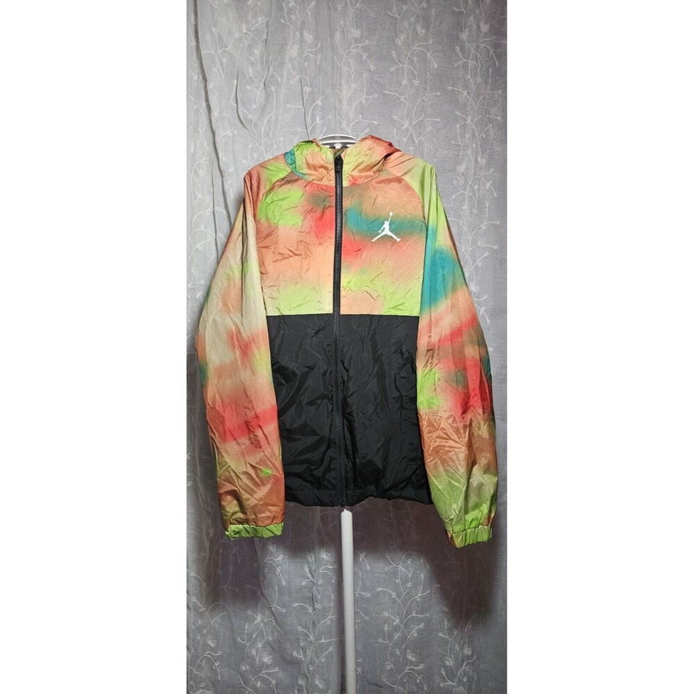 Air Jordan Boys Jacket XL Orange TieDye Colorblock Windbreaker Full Zip Gorpcore